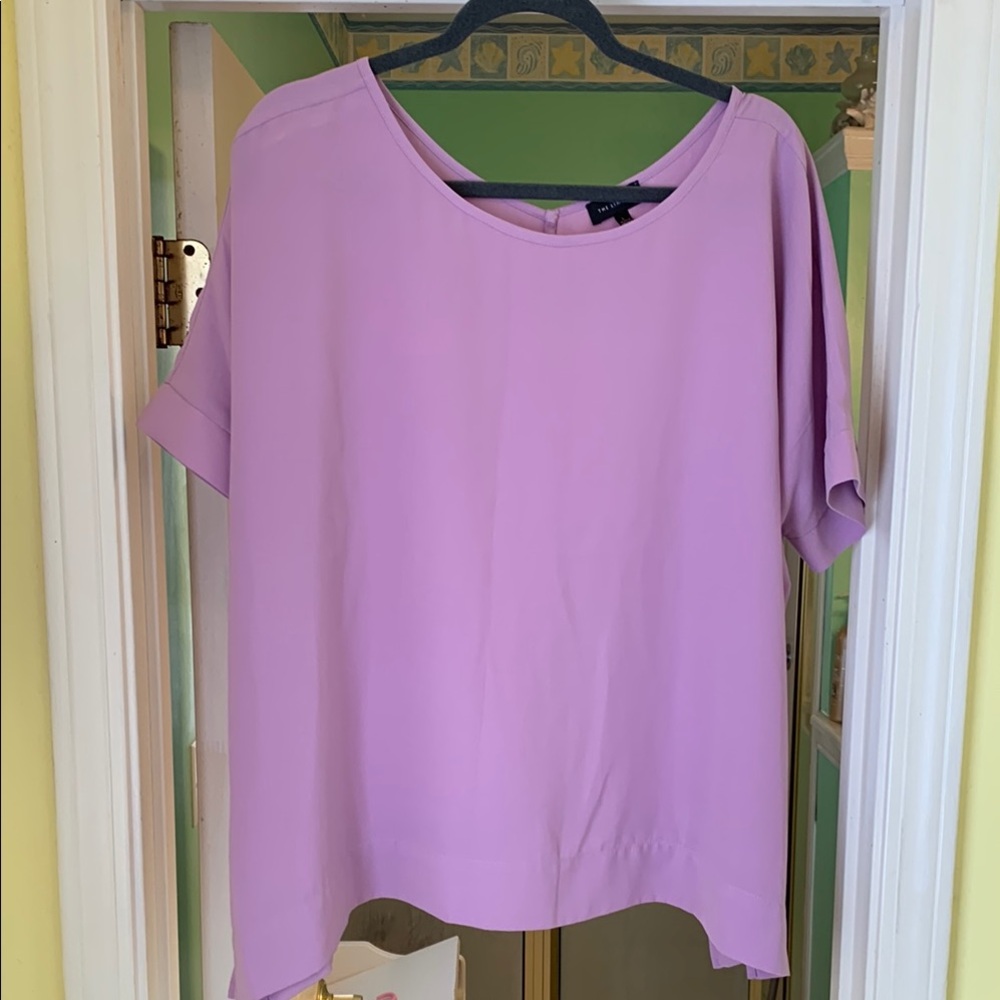 The Limited Purple Boxy Short Sleeve Blouse
